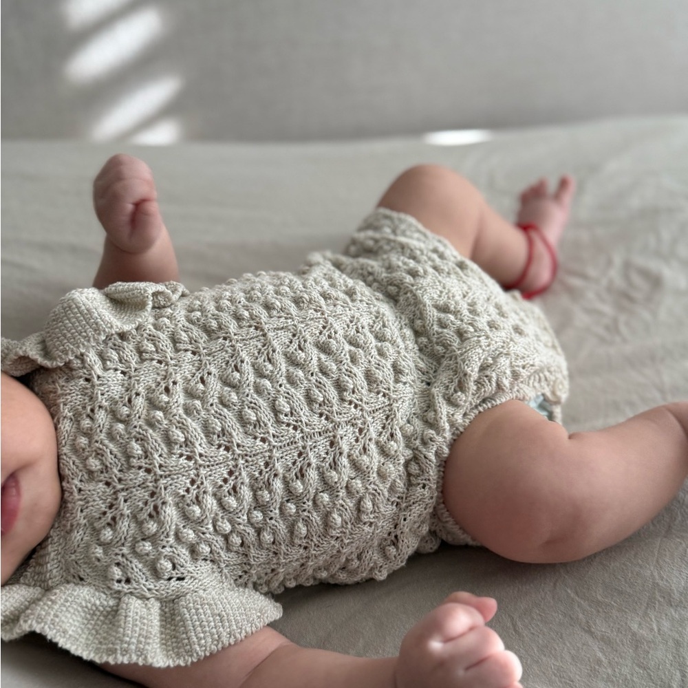 Zara Cream Casual Dress with Intricate Knit Design